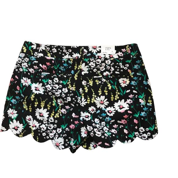 Crown & Ivy Shorts Womens Scalloped Black Floral Size 6 Shelby new with tag - Picture 2 of 8